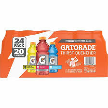 GATORADE Sports Drink: Cool Blue/Fruit Punch/Lemon-Lime, Single-Serve, 20 oz Container Size, 24 PK