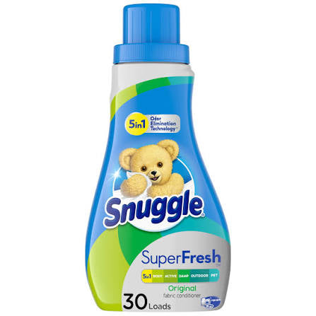 Snuggle SuperFresh Liquid Fabric Softener, with Odor Eliminating Technology, original and spring burst, 30-40 Loads
