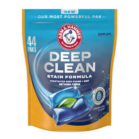 ARM & HAMMER Deep Clean Stain Formula, Laundry Detergent Power Paks, 44 Ct.