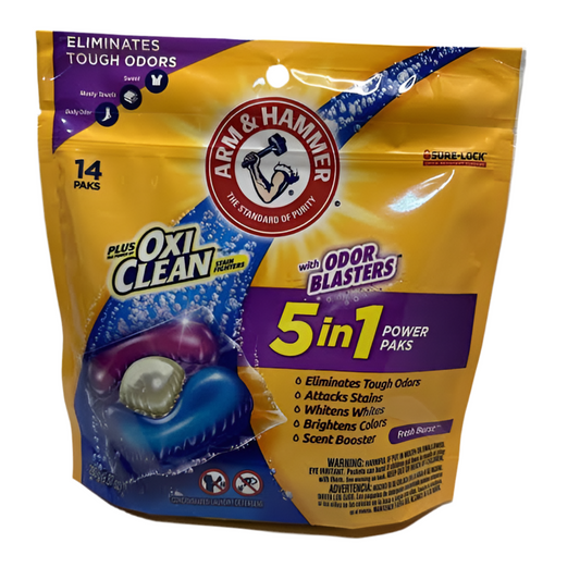 Arm & Hammer 5 in 1 Power Paks Plus oxi clean, 14ct