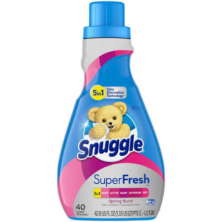 Snuggle SuperFresh Liquid Fabric Softener, with Odor Eliminating Technology, original and spring burst, 30-40 Loads