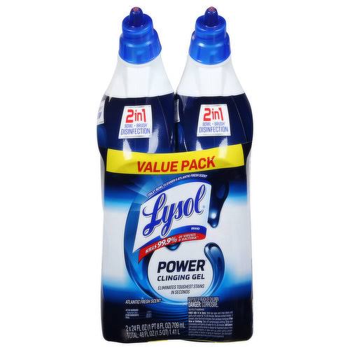 Lysol Toilet Bowl Cleaner Bathroom Gel, Power, 24 oz, Pack of 2