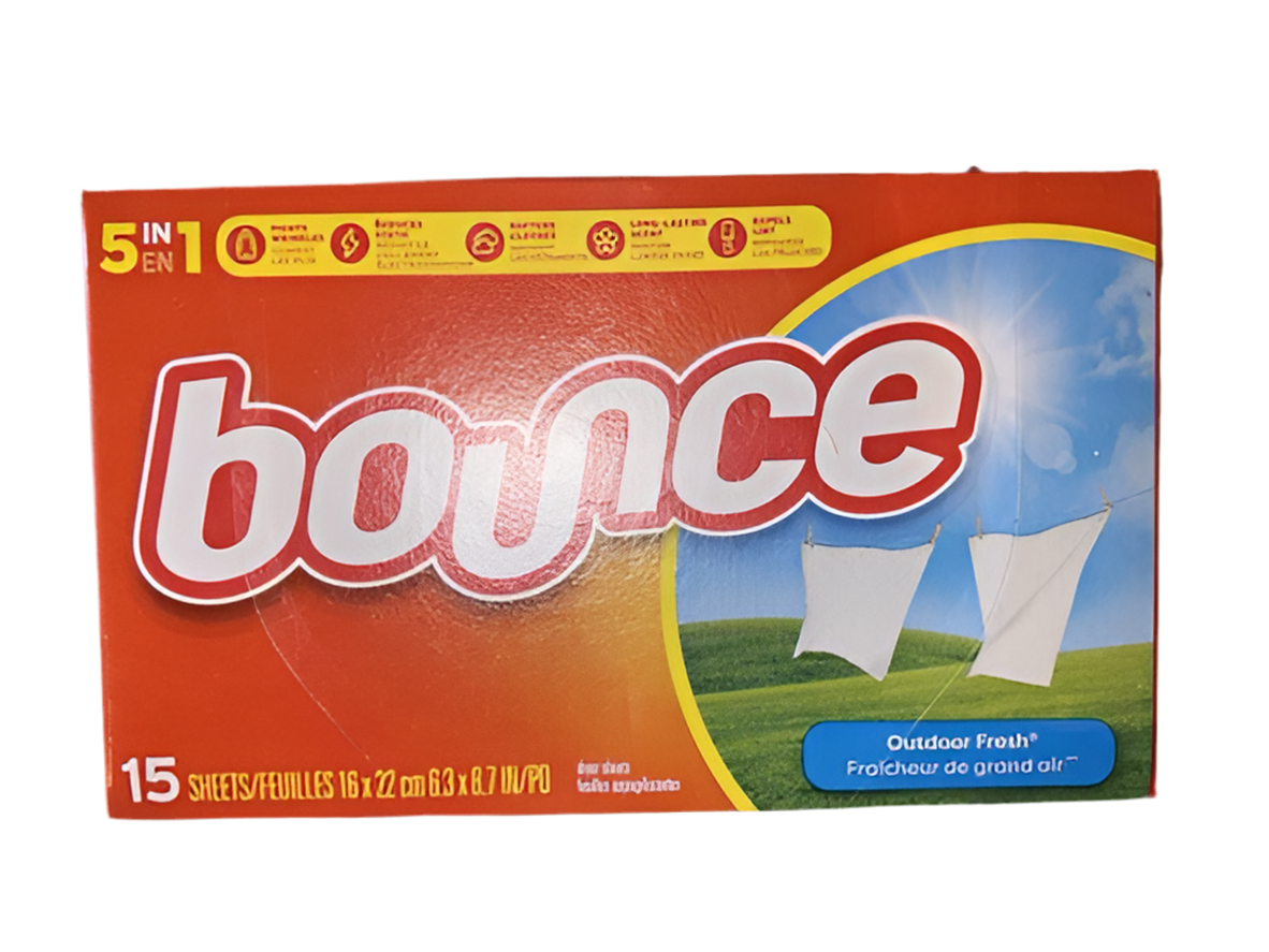 Bounce Dryer Sheets, 15 Sheets, Outdoor Fresh Scent Fabric Softener Sheets