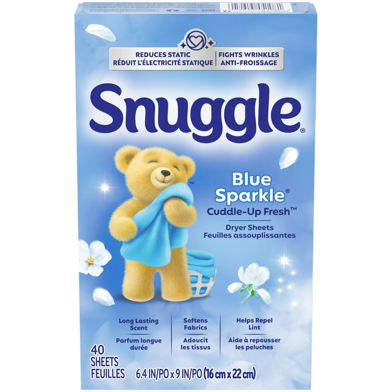 Snuggle Fabric Softener Dryer Sheets, Blue Sparkle, 40-80Count
