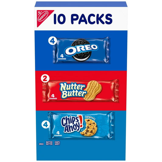Nabisco Cookie Variety Pack, OREO, Nutter Butter, CHIPS AHOY!, 10 Snack Packs (4 Cookies Per Pack)